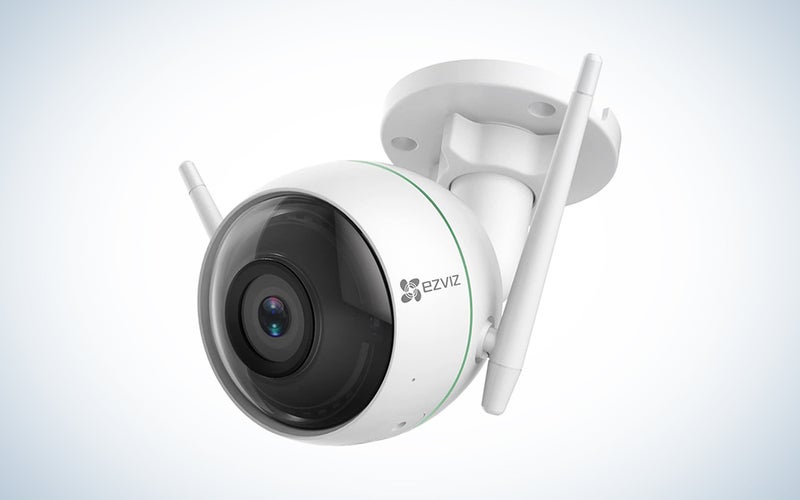 white EZVIZ C3N best wired security camera over a white background